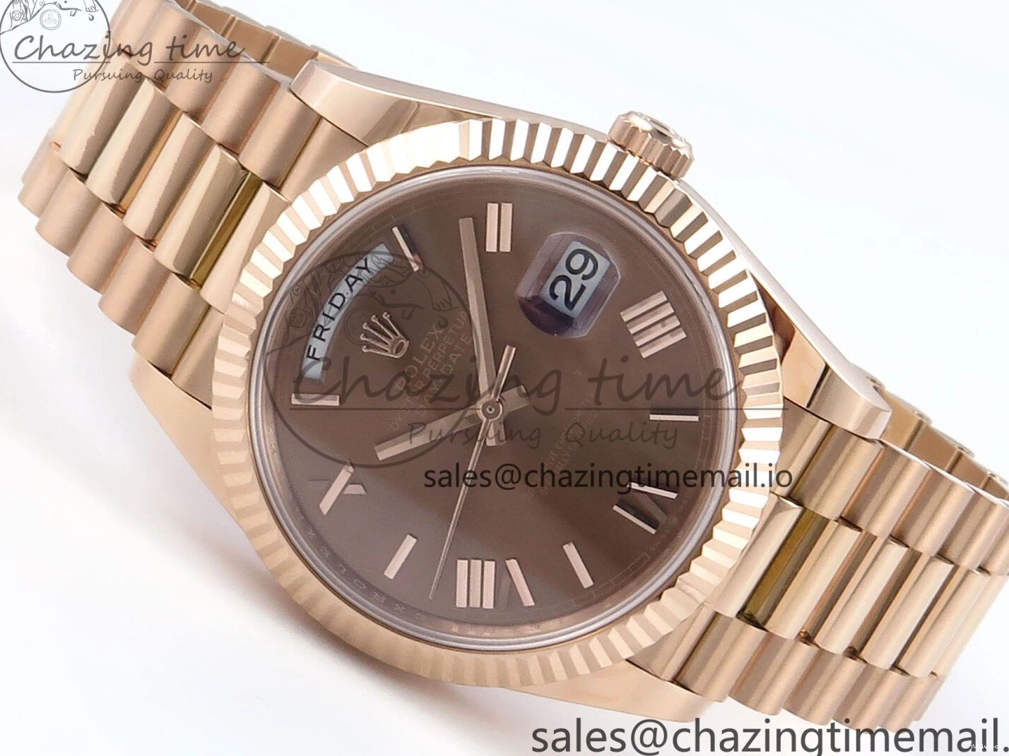 (Gain Best 40 RG A2836 Brown 228235 1:1 Weight) Noob Dial Edition Roman Bracelet President Date Day on 0326